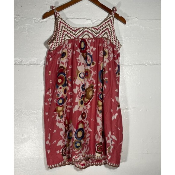 BCBG Pink Floral Boho Mini Dress Crochet Knit Silk Cotton Blend Size Small - Picture 3 of 12
